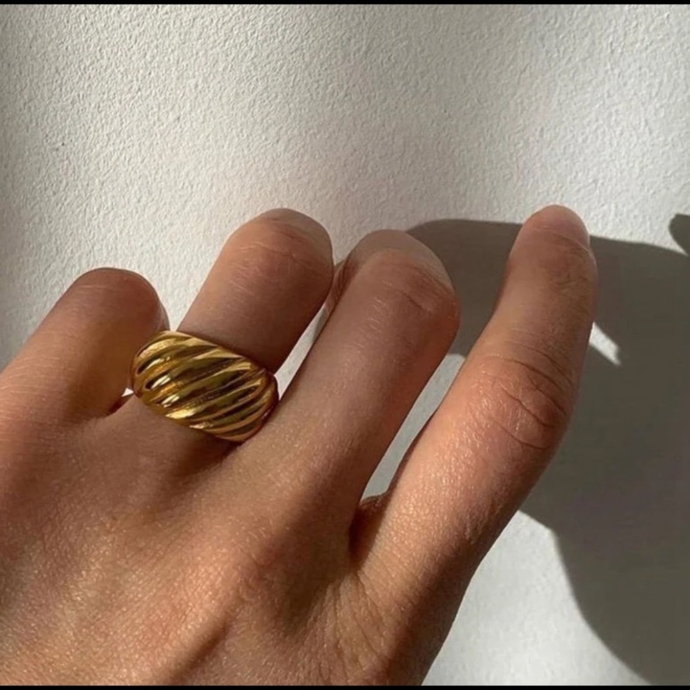 18k gold Statement Ring, Chunky Ring, Rope Ring, Thick Band Ring